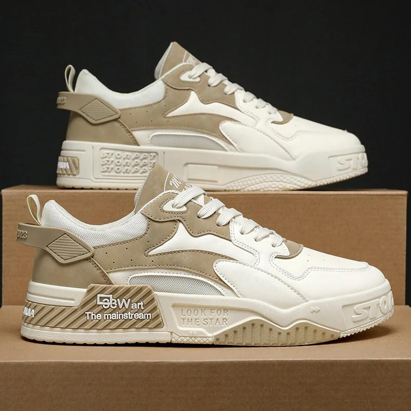 New Autumn Men's Sneakers Men's Comfortable Platform Shoes 2025 Trend Lace-up Vulcanized Shoes White Casual Sneakers Zapatillas