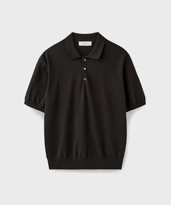 Yunionbeullu Hard Twist Comfort Polo Knit [Deep Brown]