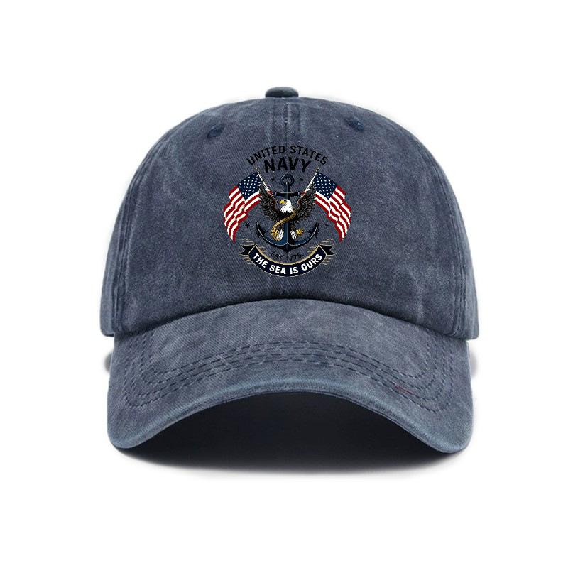 Versatile retro American printed washed old soft top sunshade baseball cap Unisex baseball cap
