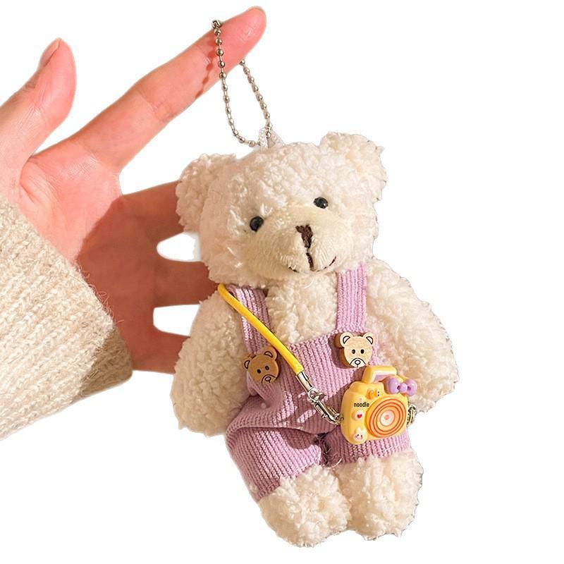 Cute Bear Plush Doll Pendant: Heart Backpack Charm for Girls