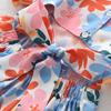 Children's Clothing Backless Design Floral Girl's Dress Summer Style Puff Sleeve Baby Girl Short Sleeve Dress Vacation Dress