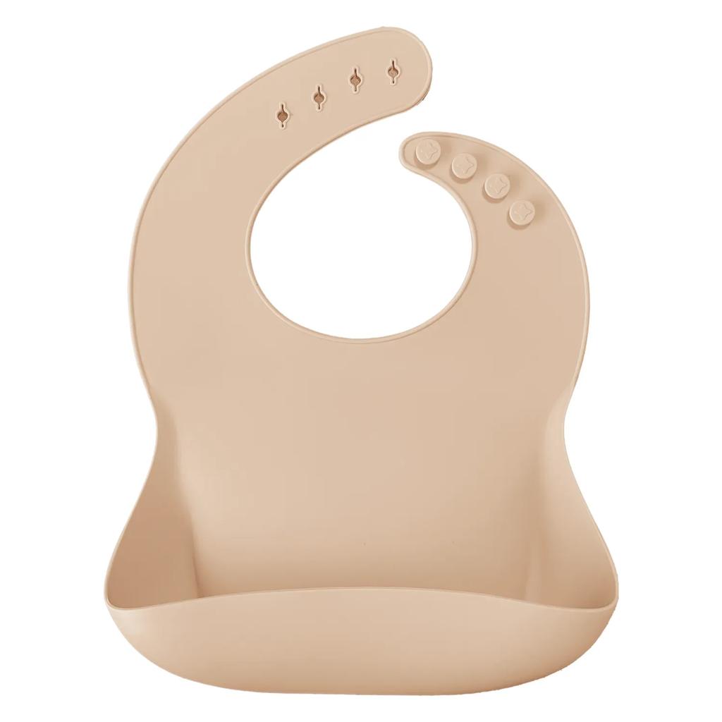Silicone Bib for Children with Fastener Beige MinikOiOi 1 pc.