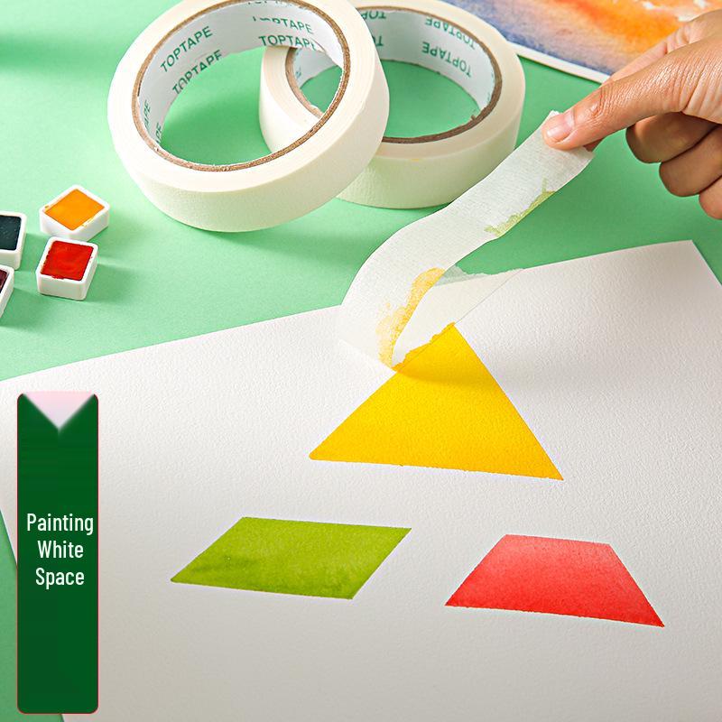 White High-Adhesion Washi Art Tape: Hand-Tearable, Water-Based Masking Tape for Student Drawings