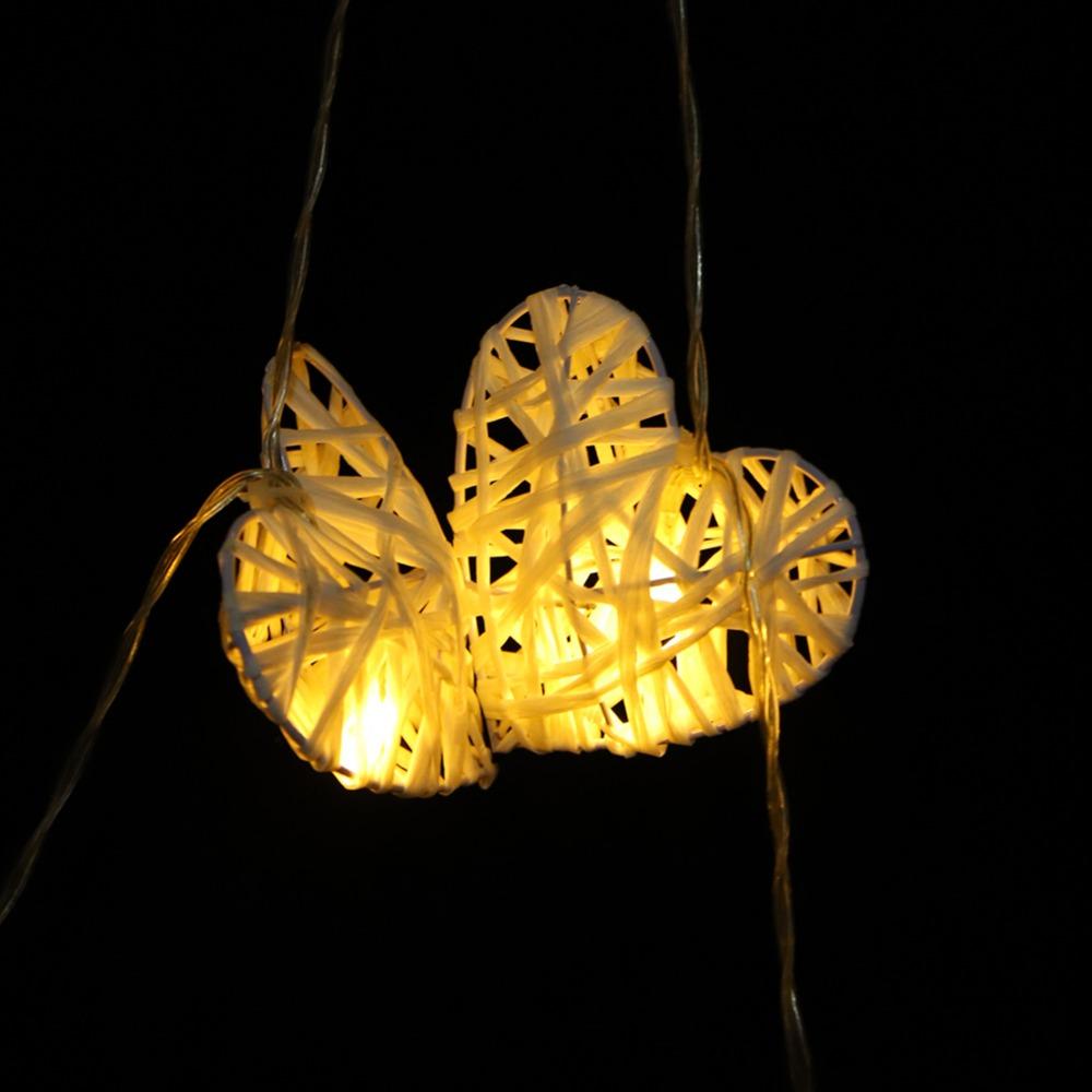 2.8in Heart Rattan Ball 10LED Woven Heart Pendant Scene Layout Ornament  Party Arrangement