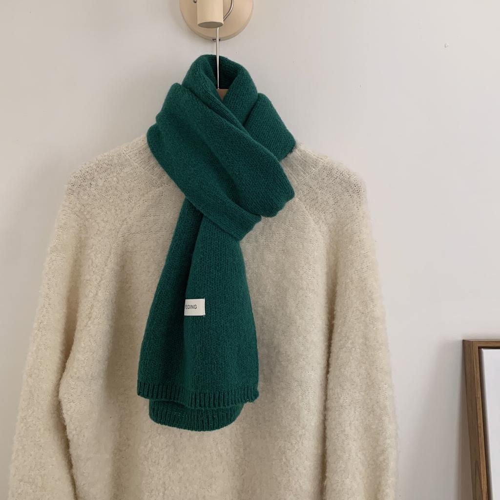 New winter men's and women's scarves solid color knitted wool soft waxy Korean couples versatile fashion warm and thicker