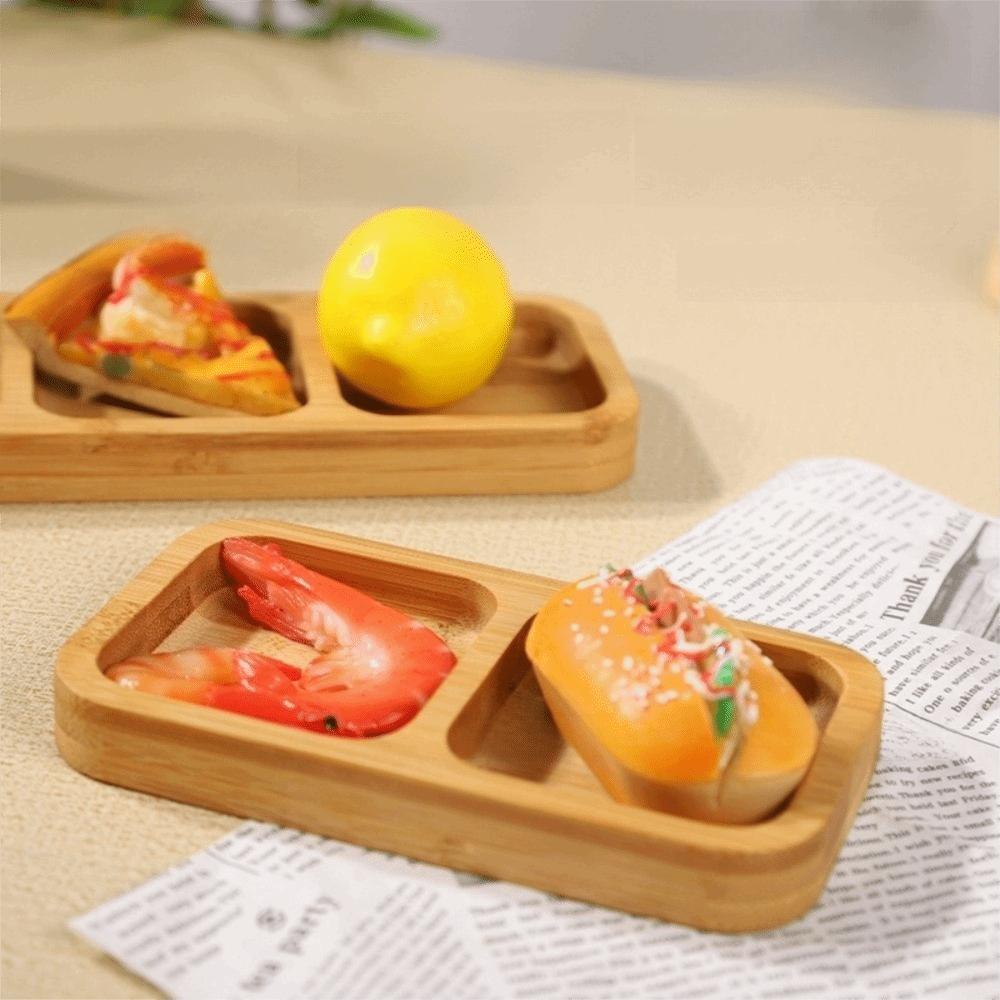Natural Bamboo Bamboo Food Platter Divided Divided Fruit Dishes  Dining Area