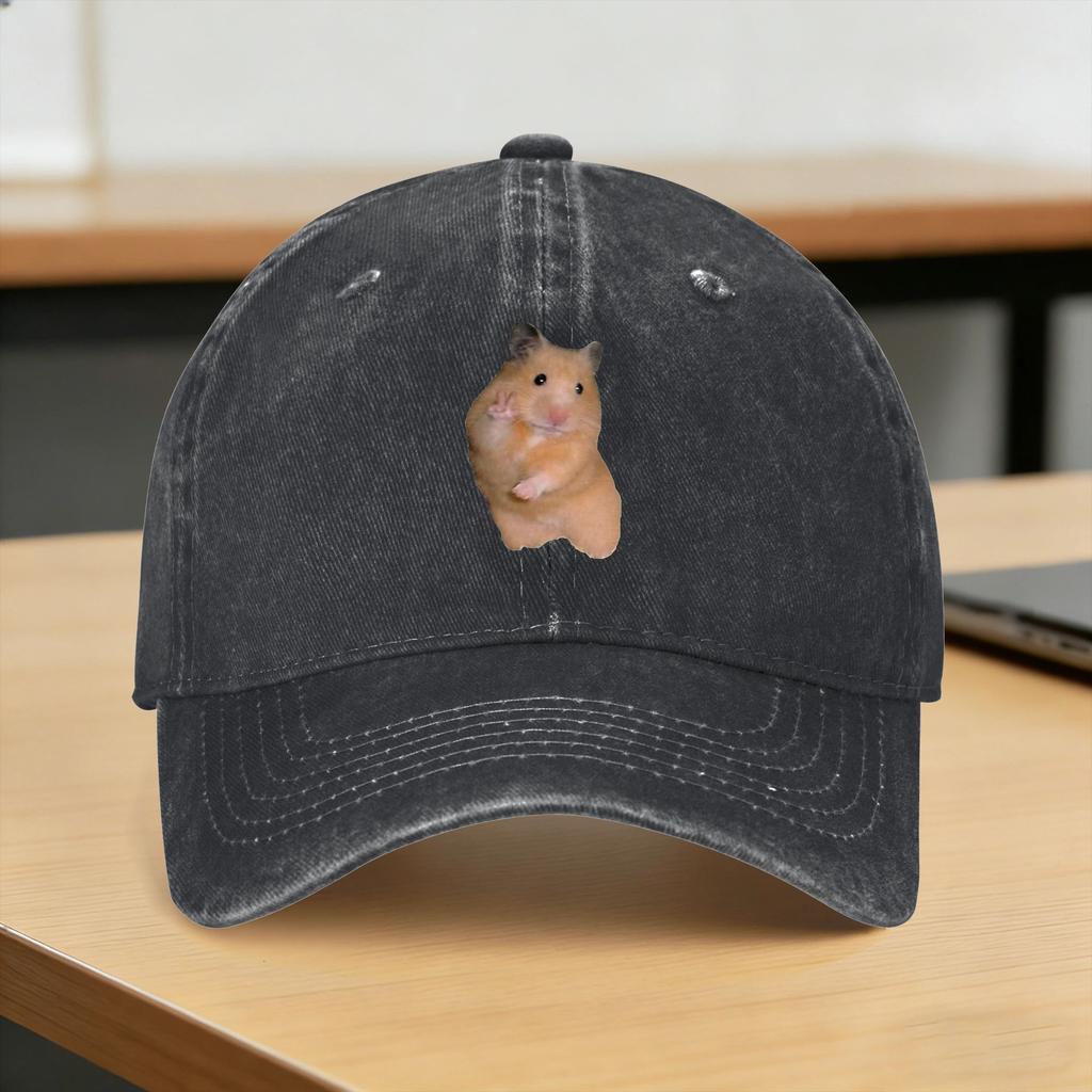 Cute Hamster MeMe Sun Baseball Cap Yk Cute UnisexTeens Washed Hip Hop Hats Hot Sale Design Outdoor Gym Caps Birthday Present