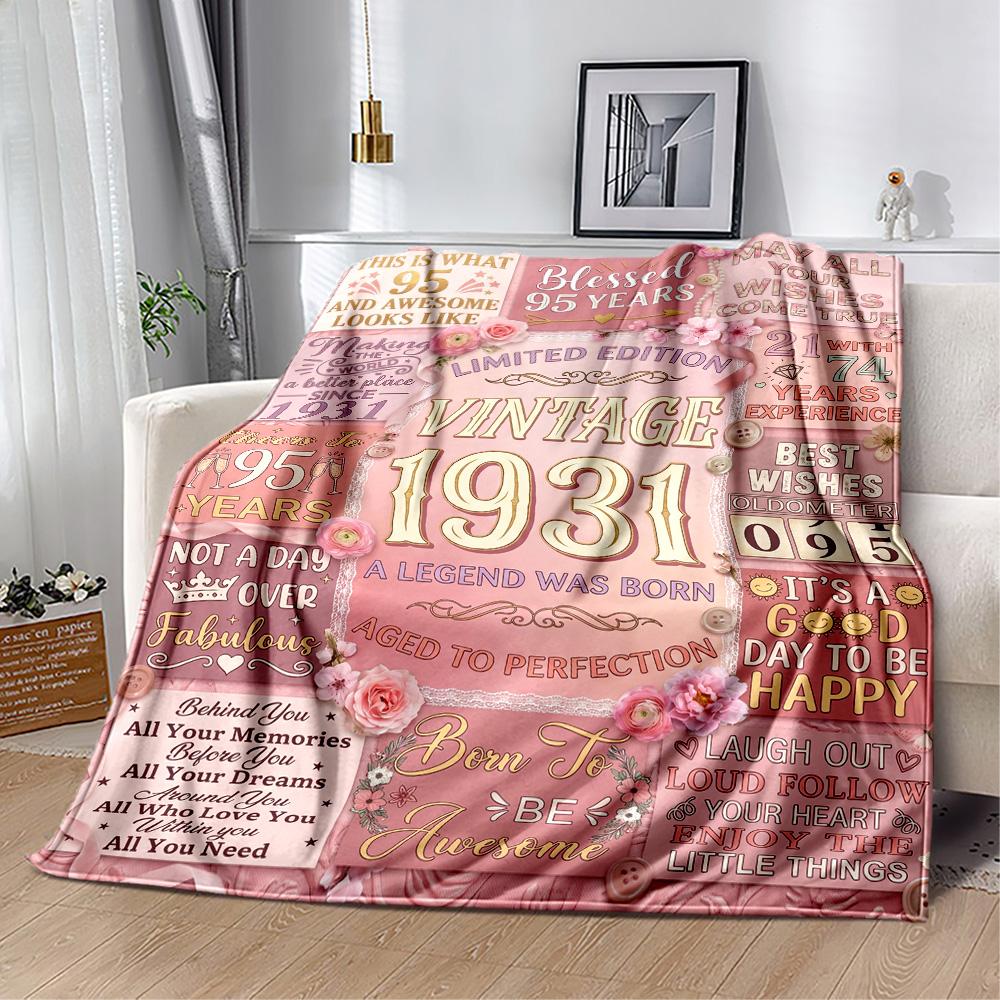 95th Birthday Celebration Blanket Soft Warm Cozy Perfect for Office Chair Picnics for All Occasions Playful Design