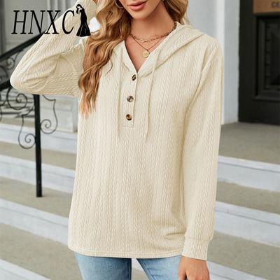 HNXC Damen-Kapuzenpullover und Sweatshirts, modisch, lässig, Herbst und Winter, einfarbig, langärmelig