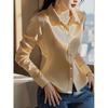 Champagne Satin Long-sleeved Shirt for Women Autumn New Style Light Luxury High-end Fashionable Top