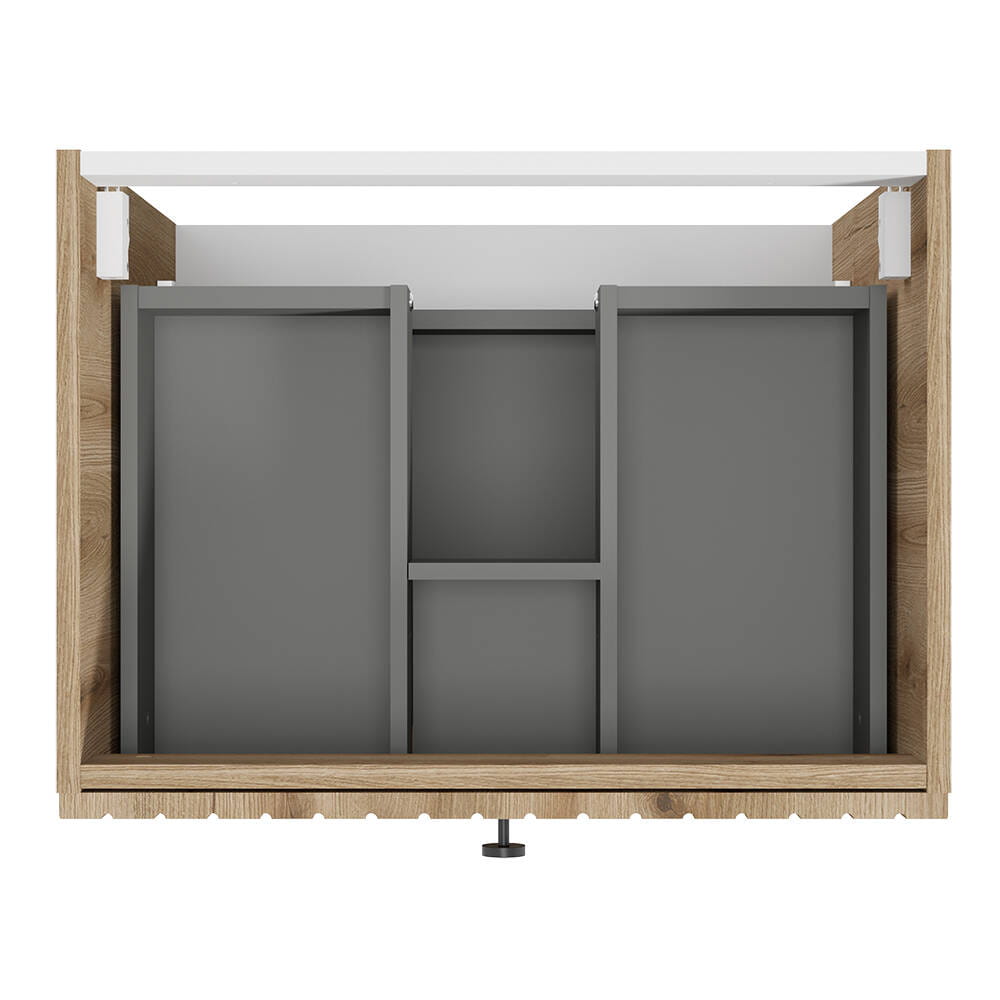 Bathroom Cabinet with Washbasin 80 Cm, Evoke Oak, Grooved, Rietti Lamellas