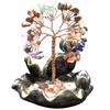 7 Chakra Baum Geldbaum Aschenbecher Heimdeko Wasserfall Brenner mit Heilkristallstein Feng Shui Dekoration für Wohlstand Glück