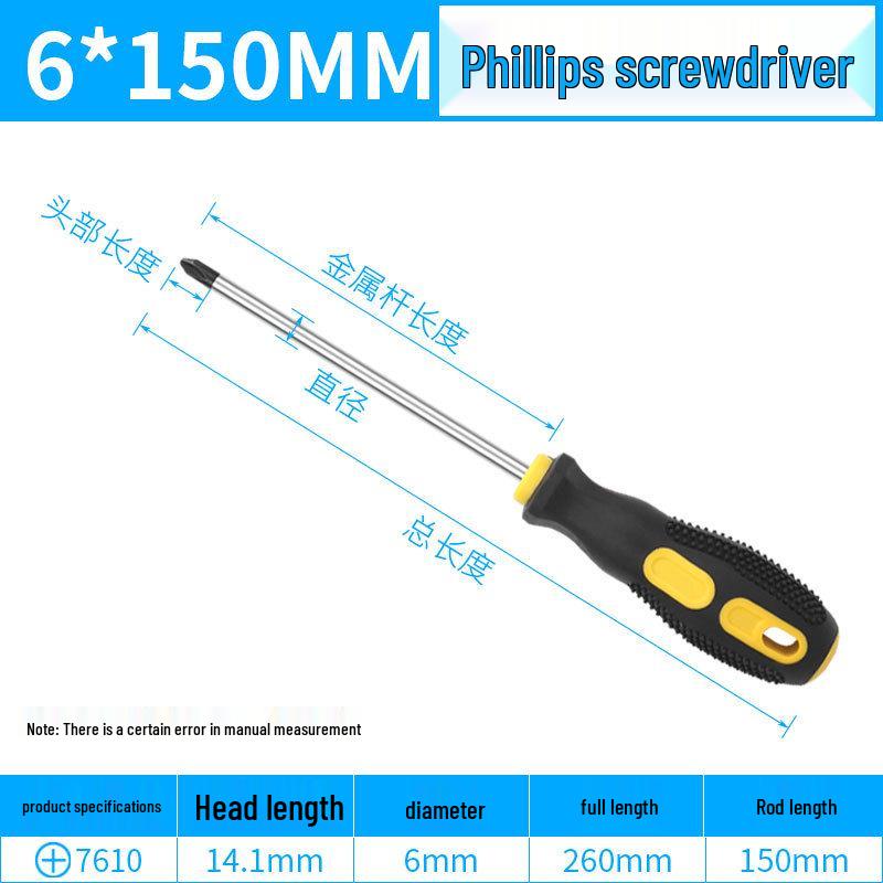 8-Inch Extra Long Phillips & Slotted Screwdriver Set—Hammerable Household Hardware Tools