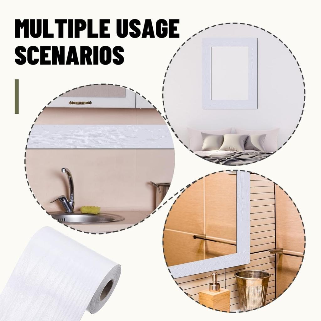 1pc Home Decor Windowsill Waist Line Wallpaper Waterproof Wood Grain Waveguide Line Door Frame PVC Skirting Line