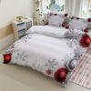 3pcs Christmas Snowflake Bedding Set White with Red and Silvery Ornaments (1Duvet Cover + 2Pillowcase, Without Core) for Winter