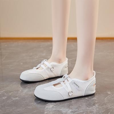 2025 Neue Sommerschuhe Neue Hohle Mesh Atmungsaktive Flache Lässige Board Schuhe Patchwork Mesh Schuhe Flacher Mund Designer
