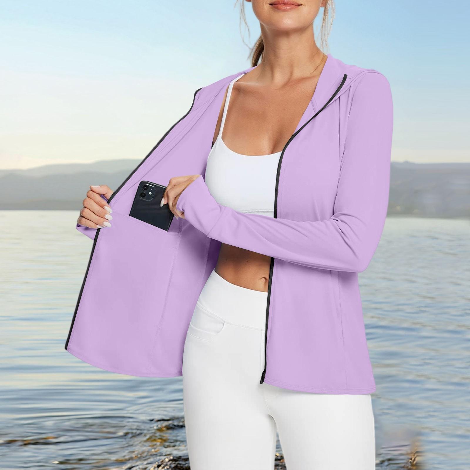 

Женская рубашка от солнца Ice Silk Hoodie с длинным рукавом Outdoor Hiking Summer Coat L фиолетовый