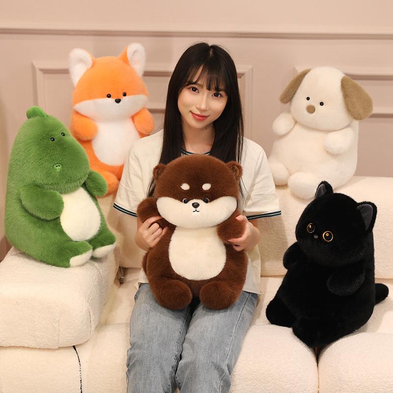 Chubby Dinosaur Fox Dog Cat Otter Plush Toy Soft Stuffed Cartoon Animal Doll Baby Sleeping Companion Pillow Kids Sweet Gifts