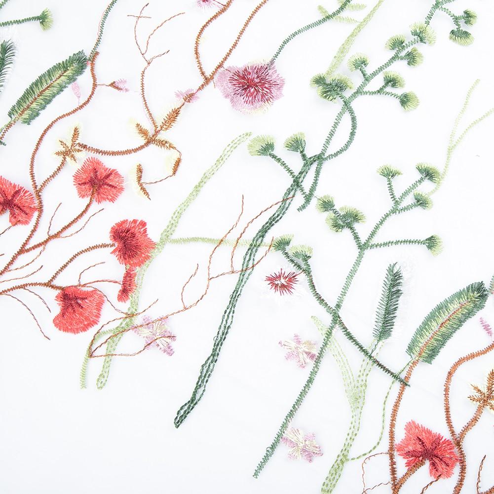 

Винтажный полиэстеровый кружевной материал с цветочной вышивкой белый