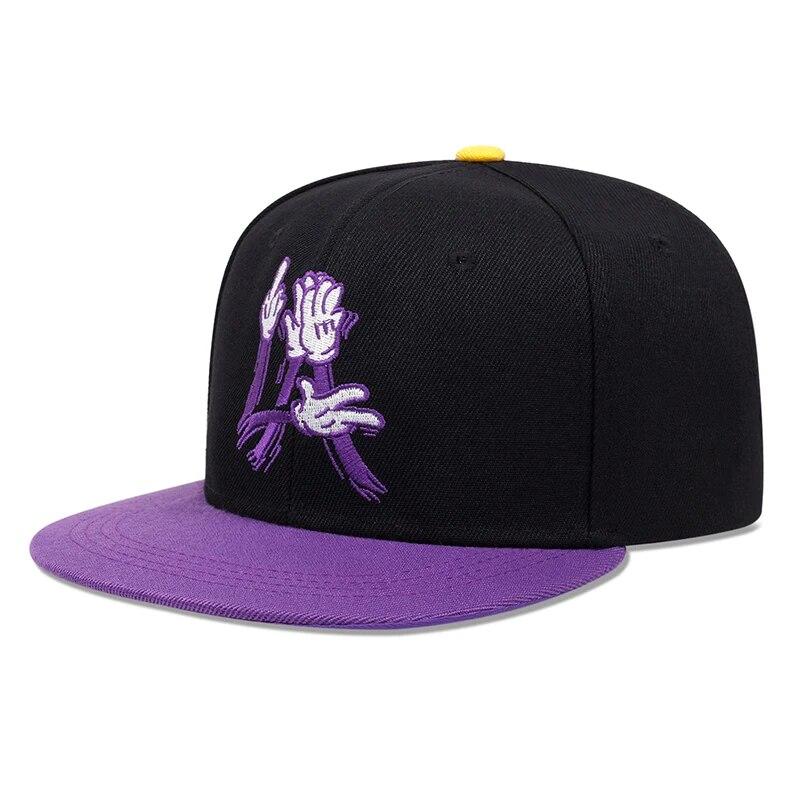 New Fashion Finger LA Pattern Snapback Letter Embroidery Unisex Outdoor Sun Men Woman Baseball Hat Adjustable