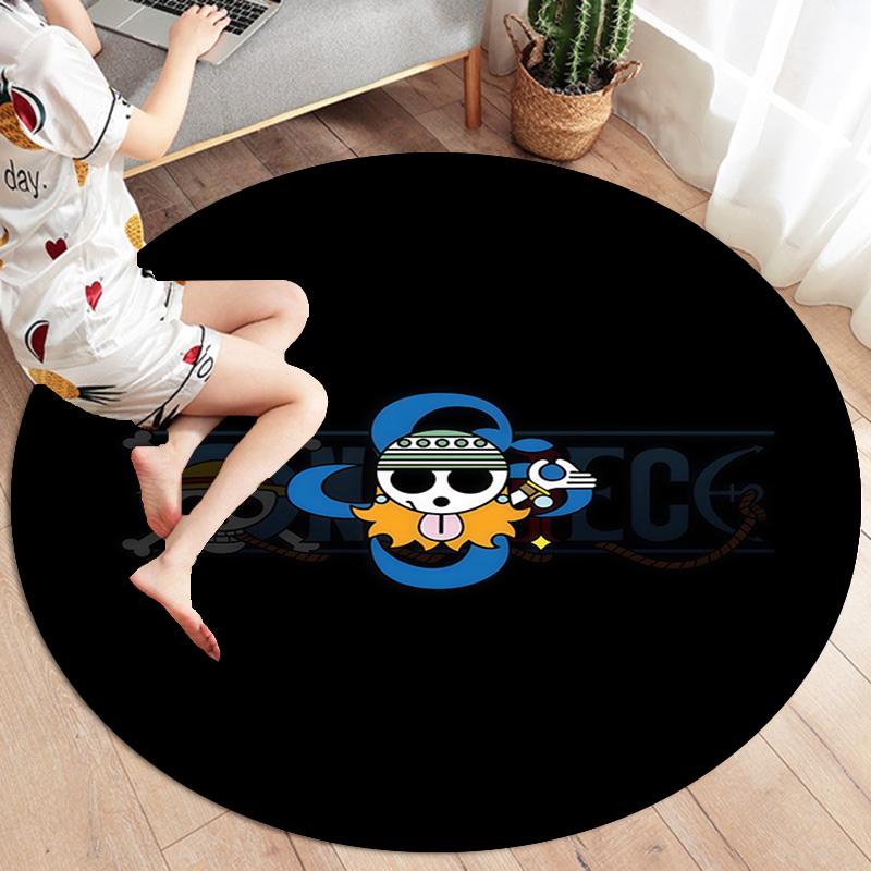 One Piece Logo Round Area Rug Carpet Rug For Living Room Bedroom Sofa Playroom Decor Nonslip Floor Mat
