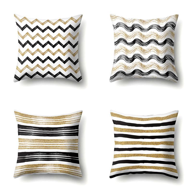 Polyester Pillow Case Decoration Home Gilt Printing Pillow Case Waist Cushion Cover Car Cushion Head Cushion Cover