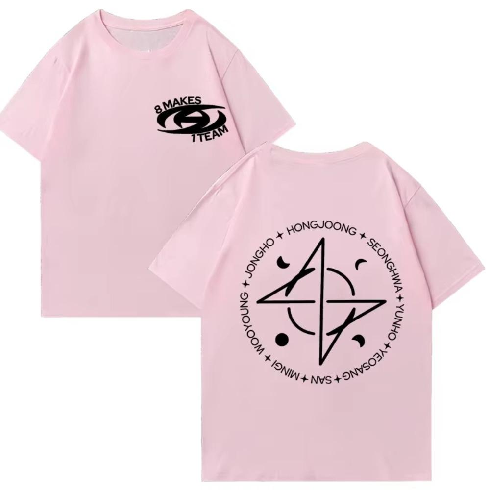 Kpop ATEEZ 8 Makes 1 Team Graphics T-Shirt 2025 Men's and Women's Vintage Top Summer 100% Cotton Short Sleeve T-Shirt