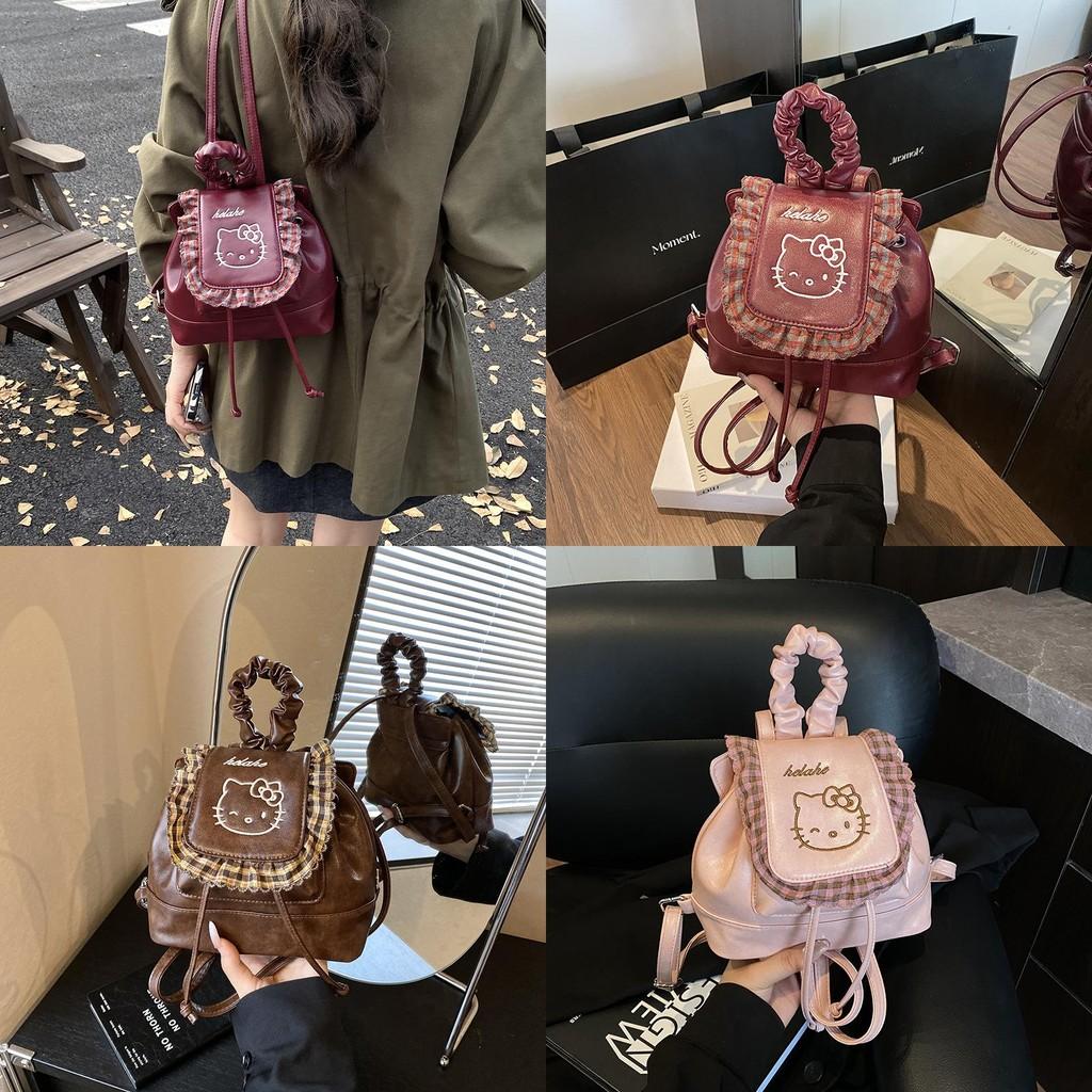 Hello Kitty Pu Mini Backpack With Splicing Design For Daily Use