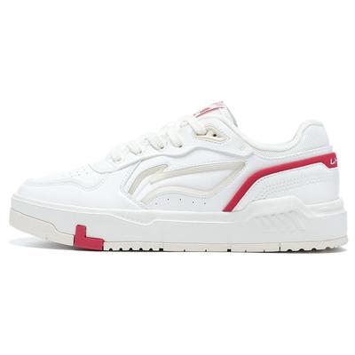 Li Ning Trendy Abrasion Resistant Breathable Low Top Skateboard Shoes Women's White Red AGCT010-1