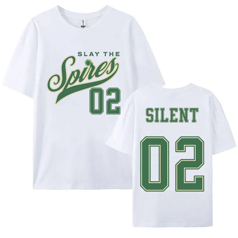 

Slay The Spire 2 Футболка с персонажем Silent Летняя с коротким рукавом Свободная мужская футболка Унисекс Уличная одежда Горячая игровая графика Мерч Топ XS белый