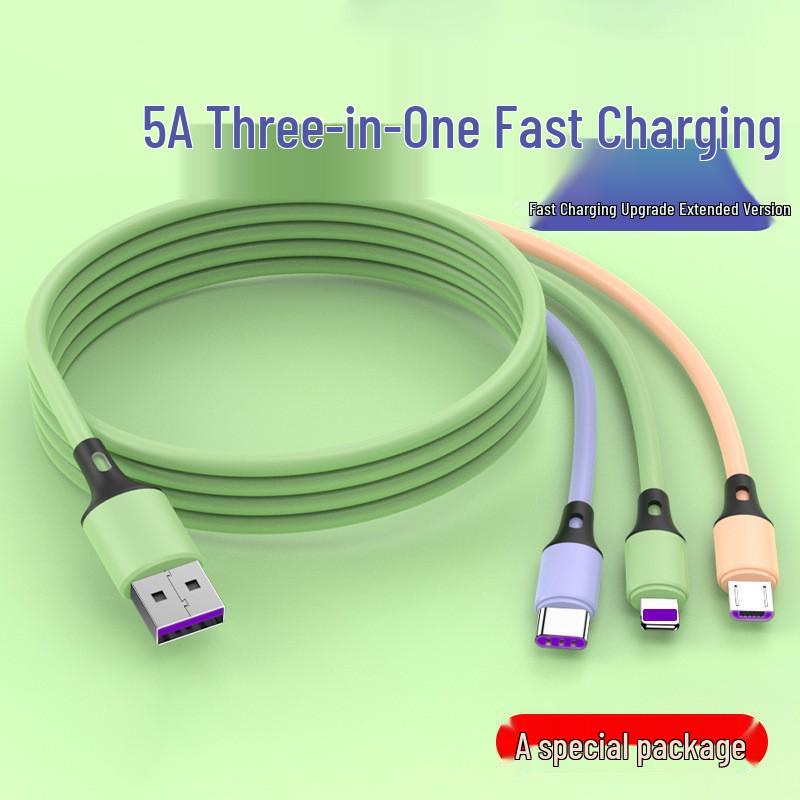 6A High-Speed 3-in-1 Charging Cable for Huawei, Apple, Android, TYPE-C USB Devices