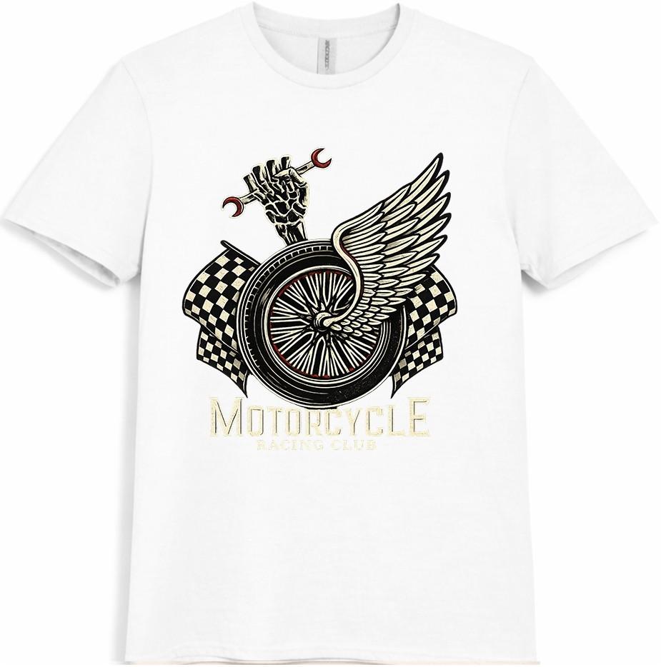 Motorcycle Racing T Shirt Winged Wheel Vintage Biker Motorbike Graphic Tee