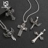 Flying Wings Pendant, Gothic Lion Head Rose Cross Wings Titanium Steel Men'S Pendant