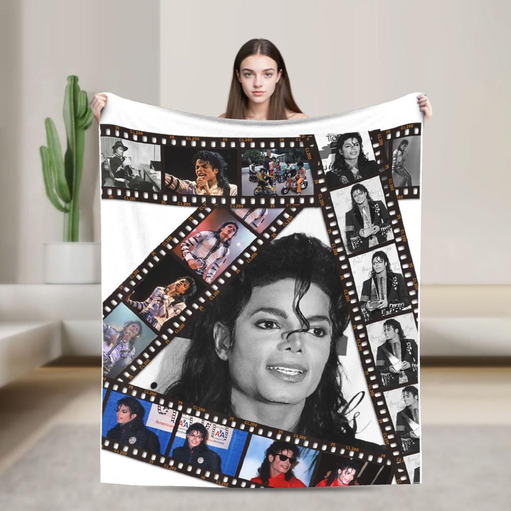 The King of Pop MJ Blankets Velvet Textile Decor Multi-function Super Warm Throw Blankets for Sofa Office Plush Thin Quilt