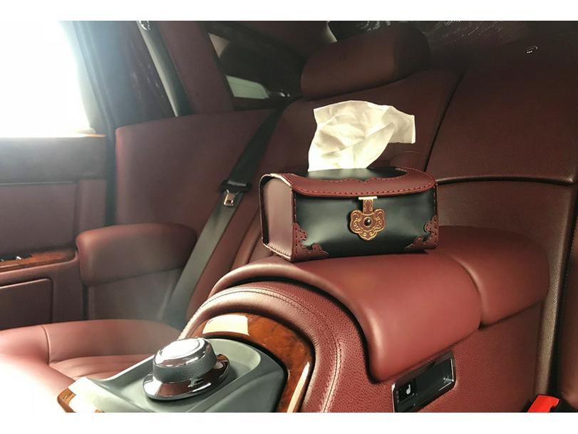 

Роскошная автомобильная коробка для салфеток из натуральной кожи, сшитая вручную - индивидуальный дизайн класса люкс