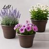 Decorative Garden Planters Retro Flower Pot with Saucer Bronze Finish Plant Drainage Holes Vintage Style Pots Breathable Thickened Plastic