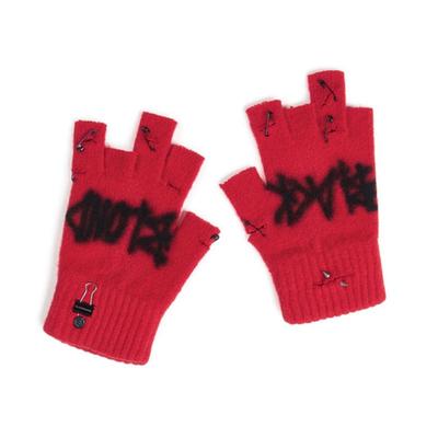 BLACKBLOND BBD Graffiti Logo Ripped Hand Warmer Gloves (Red)