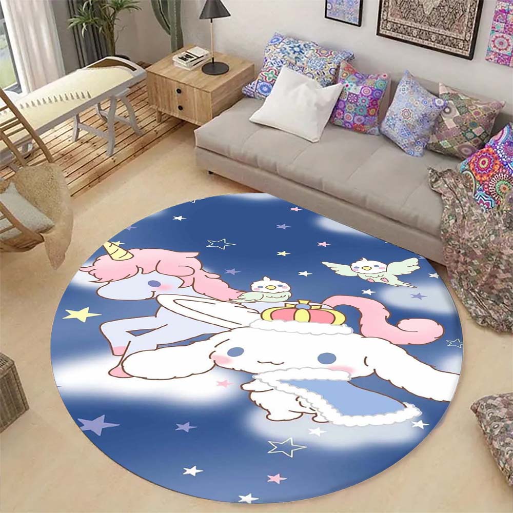 

Cartoon cinnamon dog print round floor mat, home rug decoration, suitable for doorways, bedrooms, and living rooms. 80x80cm