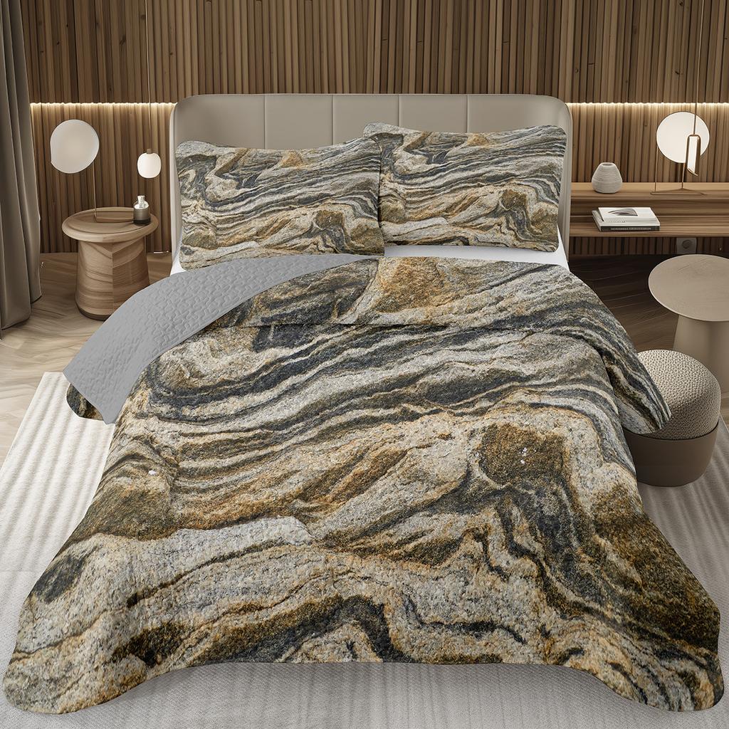Marble Grain Bedspread Twin King,Abstract Marble Texture Design Quilted Marbling Coverlet Set Ink Fluid Art Quilt Set Home Decor