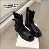 Washed Cowhide Su Yinyin Genuine Leather Retro Short Boots Women's Versatile and Thin Locomotive Boots Thick Heel Belt Buckle Martin Boots