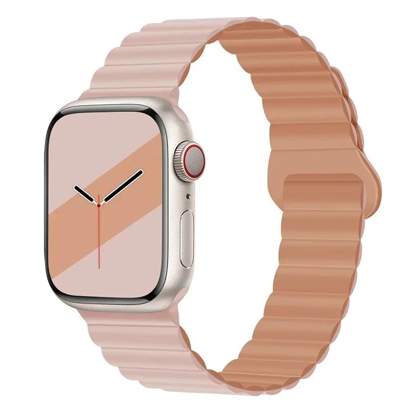 Magnetic Strap For Apple Watch Bands 45mm 38mm 49mm 40mm 42mm 41mm Silicone Sport Bracelet iWatch Series Ultra 9 6 5 7 8 Se 44mm