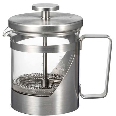 HARIO Hariol 7 Press Coffee Glass and Stainless 300ml Silver Maker, Heat-Resistant Steel, Capacity, (THSV-2-HSV)