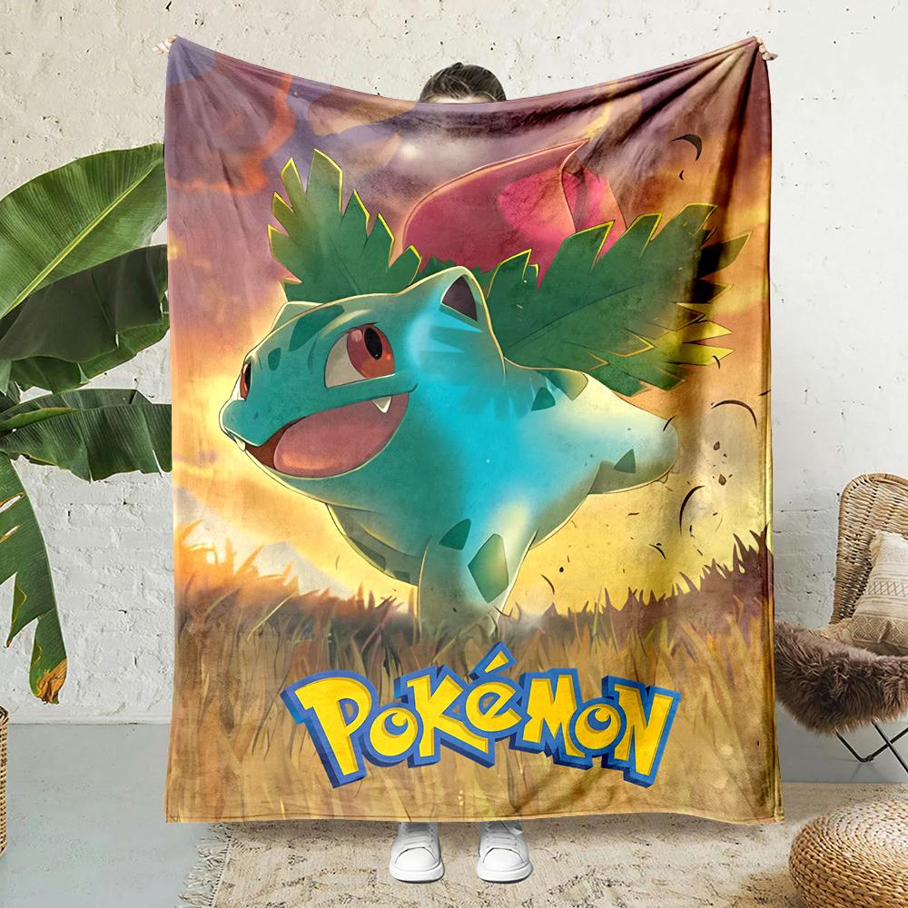 

Free Shipping! B-Bulbasaur Cartoon Flannel Blanket Fluffy Plush Blanket Sofa Office Quilt Throw Picnic Beach Towel Holiday Gift 75x90cm