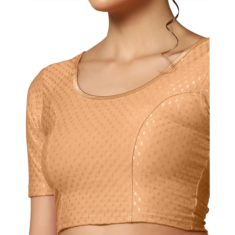 TOPLOT Cotton Blend Lycra Stretchable Round Neck Blouses for Women Readymade (Blouse-5058-Green-28) 36 бежевый