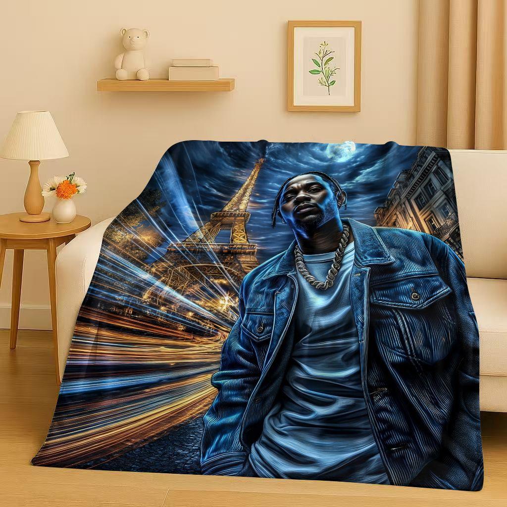 2026 New Top Hip Hop Rapper Star Cartoon Art Flannel Blanket,Ultra Soft Warm Plush Throw for Home Bedroom Bed Sofa Cover Office