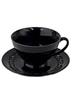 BLACK CERAMIC CUP 260ml WITH OPENWORK SAUCER FOR COFFEE AND TEA