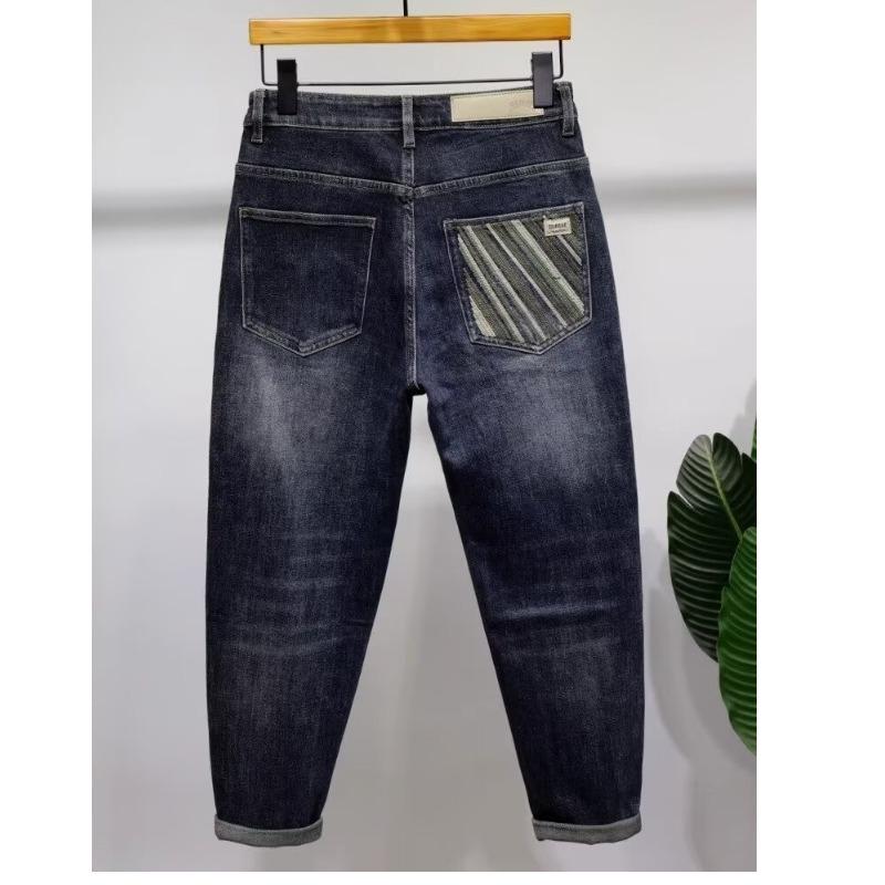 JYL Мужские Джинсы Градиентный Принт с Буквами Свободные Сужающиеся Укороченные Денимовые 36