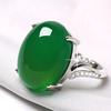 Bague Élégante Ajustable Pierre Verte - Cadeau Style Ethnique pour Maman