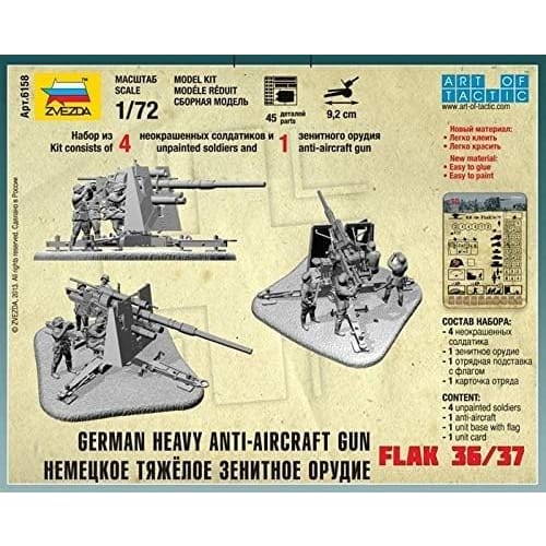 Zvezda 1/72 scale German 88mm anti-aircraft gun FLAK 36/37 plastic model kit ZV6158