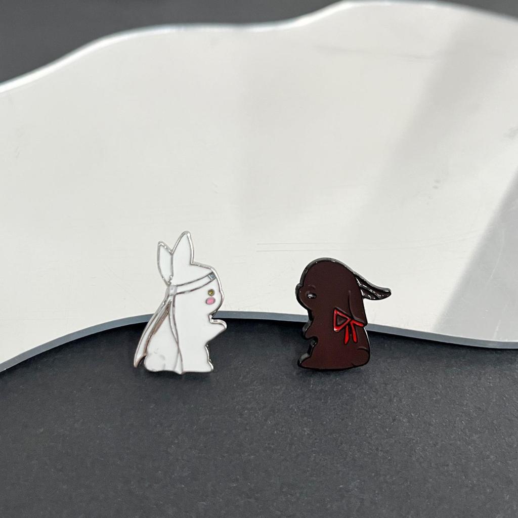 Wang Yibo & Xiao Zhan Wangxian Rabbit Brooch: Cute Japanese-Style Couple Badge